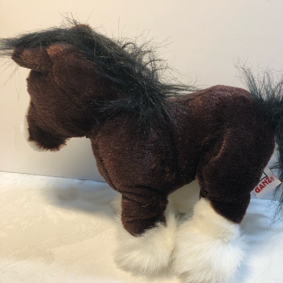 Ganz Webkinz HM139 Clydesdale Horse Plush Stuffed Animal No Code Brown White - Picture 3 of 11